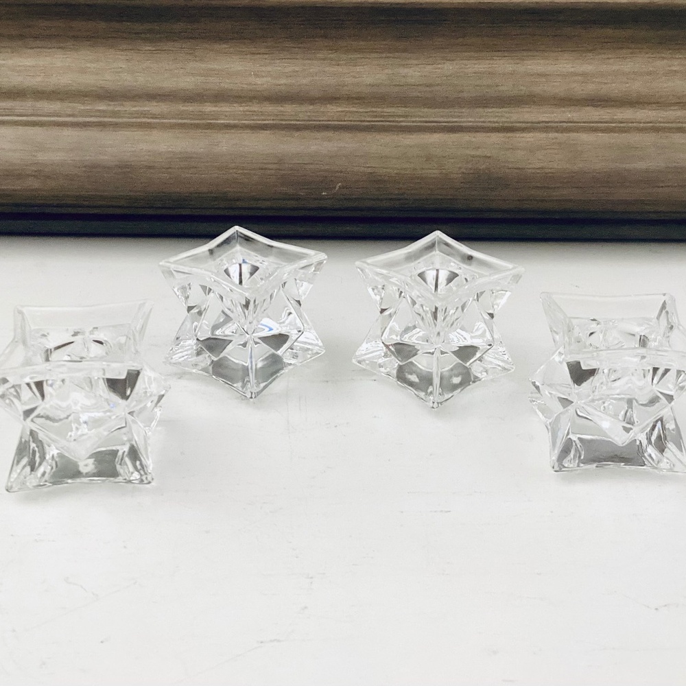 Michael C Fina Fifth Avenue 24% Lead Crystal Star Candle Holders Set of 4 Advent